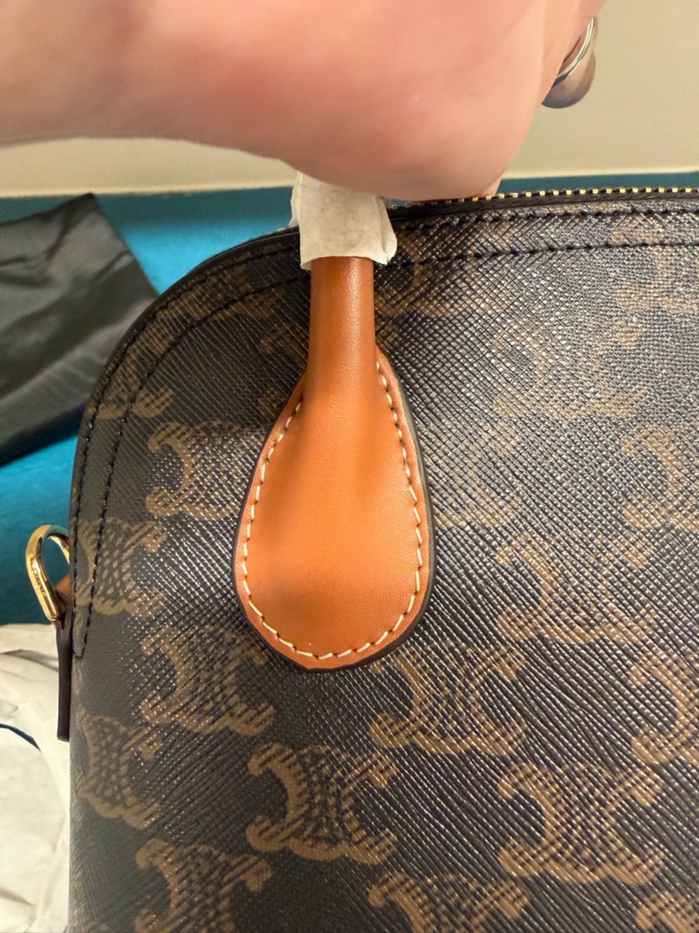 Celine Teen Honorine Bag in Triomphe Canvas and Calfskin - Picture 14 of 16